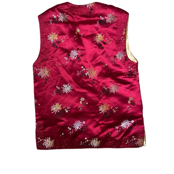 Vintage Gold Cup Red Satin Chinese Floral Embroidered Vest Size 12 Unisex Kids - Picture 3 of 8